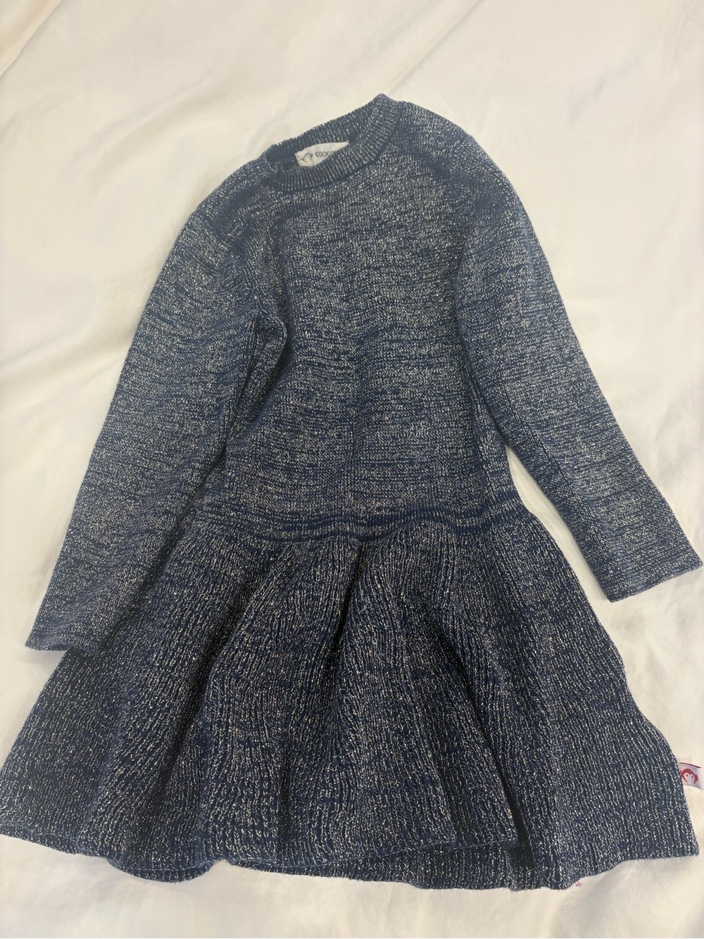 Appaman Navy Marled Knit Long-Sleeve Twirl Dress